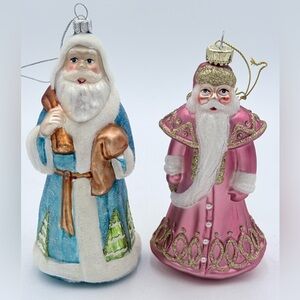 Vintage Summit Old World Santa Set Hand Blown Glass 6” Christmas Ornaments